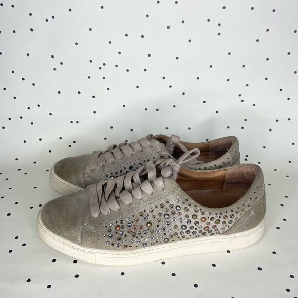 🤎FRYE🤎 ivy deco stud low Deborah sneaker new with box size 9,5 rivets - Picture 15 of 16